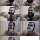 This is how real men brush their teeth