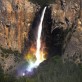 Rainbow on watterfall in Yosemite National Park