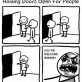 Holding doors open for people