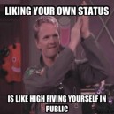 Liking your own status