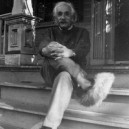 Albert Einstein in fuzzy slippers