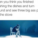 Washing the dishes like