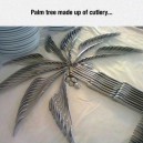 Palm tree made up of cutlery